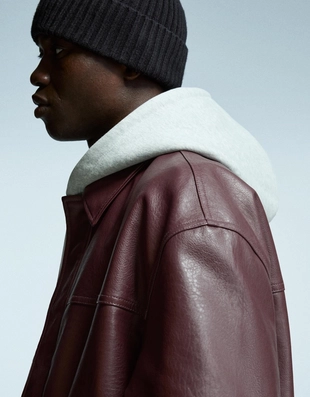 Куртка геометрического кроя из искусственной кожи- Заказать в России