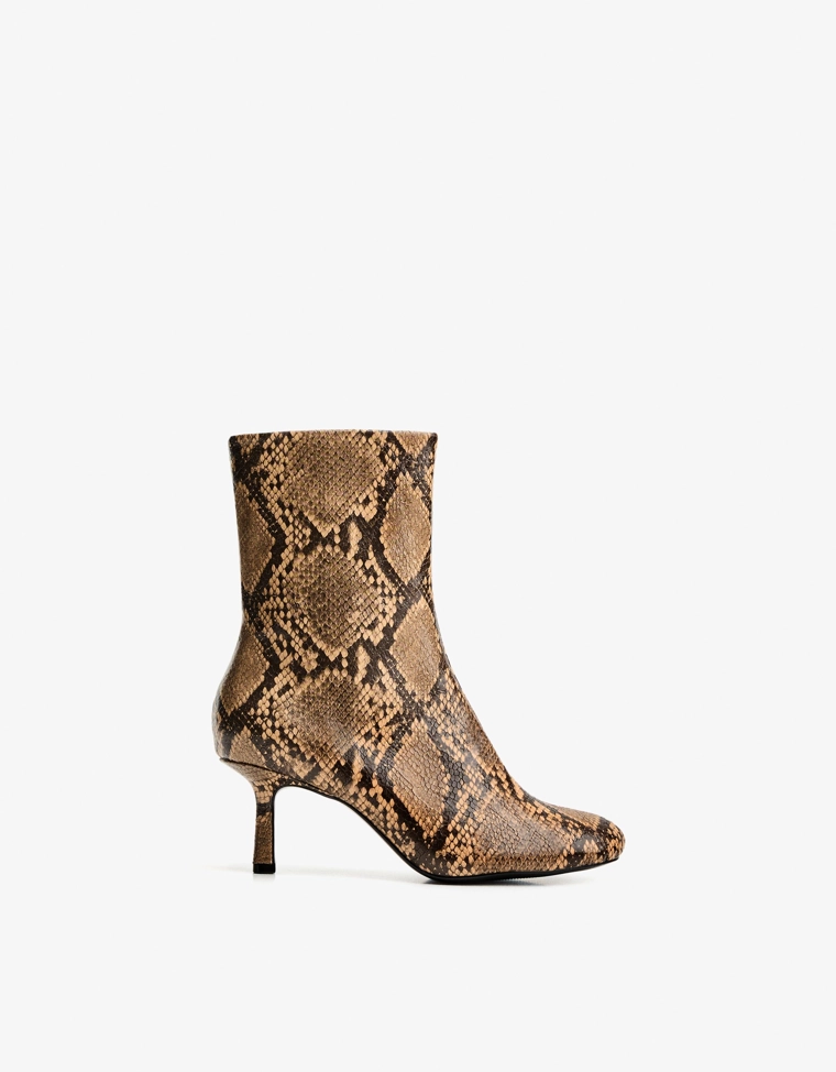 Animal print high-heel ankle boots