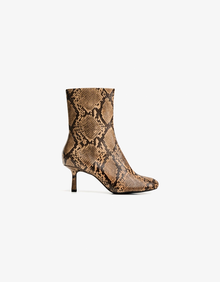 Animal print high-heel ankle boots