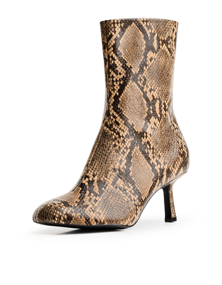 Animal print high-heel ankle boots