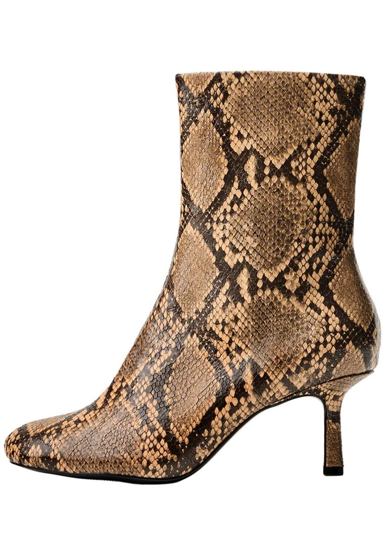 Animal print high-heel ankle boots