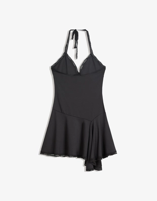 Мини-платье на бретелях с кружевом- Заказать в России