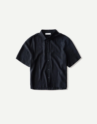 Рубашка из смесового льна с короткими рукавами- Заказать в России