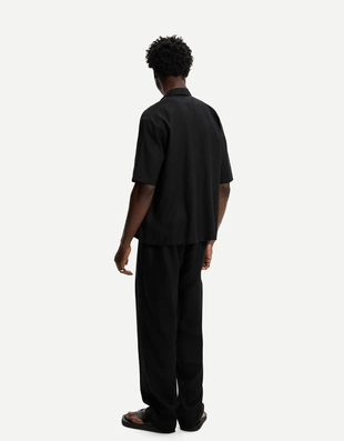 Рубашка из смесового льна с короткими рукавами- Заказать в России