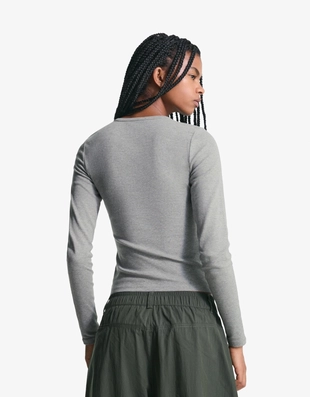 Dark grey|7802/152 - Bershka Топ с длинными рукавами