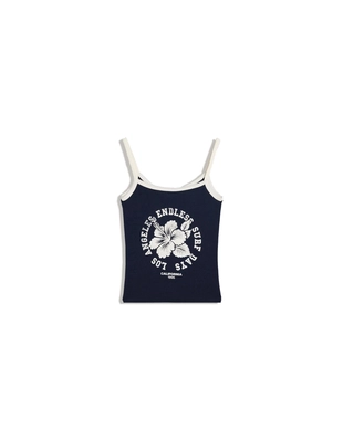 Navy|8884/152 - Bershka Топ из ткани с принтом на бретелях