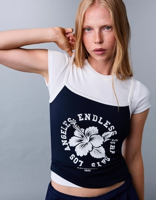 Купить Bershka Топ из ткани с принтом на бретелях