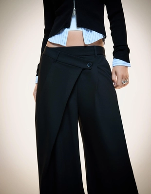 Брюки с поясом на запахе- Заказать в России