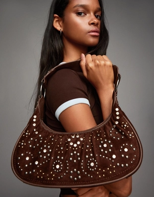 Brown|9007/668 - Bershka Сумка с заклепками