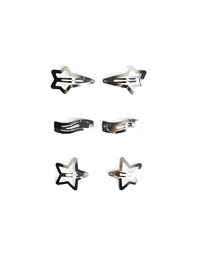 Pack of 6 star hair clips