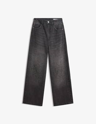 Black|5017/156 - Bershka Джинсы прямого кроя со стразами