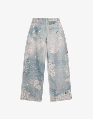 Широкие джинсы с принтом- Заказать в России