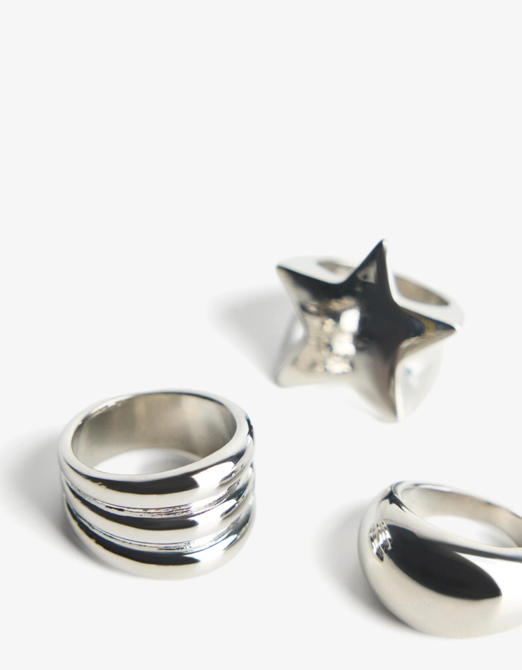 Pack of 3 star rings