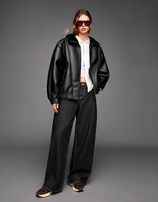 Black|6612/407 - Bershka Куртка объемного кроя, из двухлицевой ткани