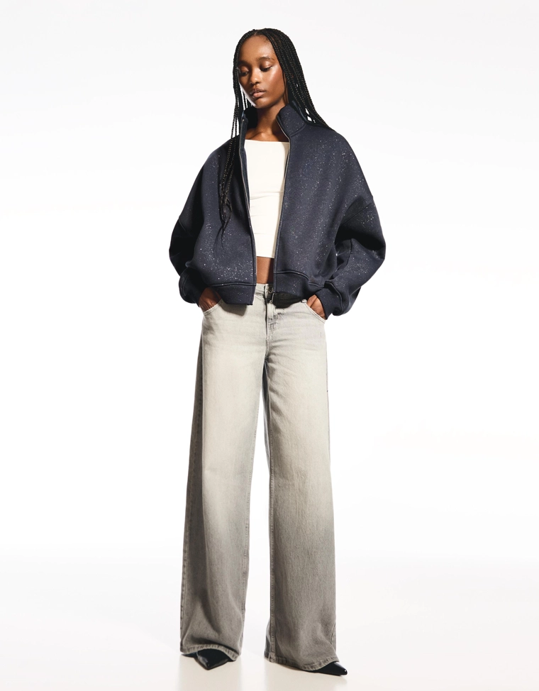 Толстовка на молнии с блестками