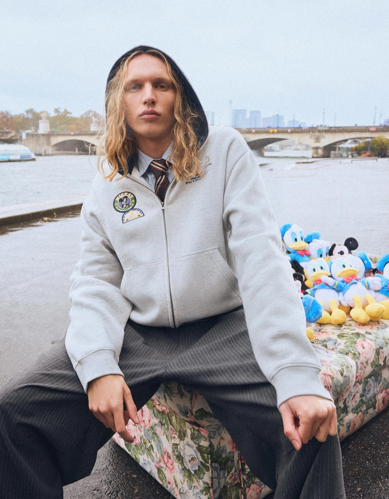 Укороченная толстовка на молнии с принтом Disney