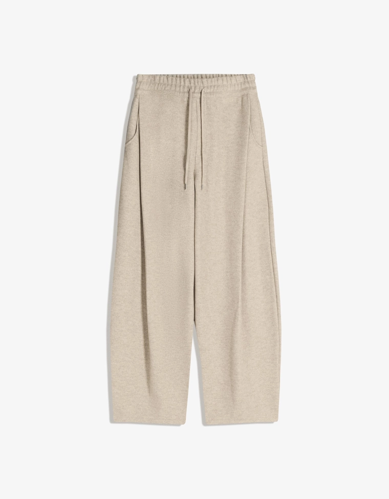 Брюки с рукавами-фонариками, защипами и вставками из ткани