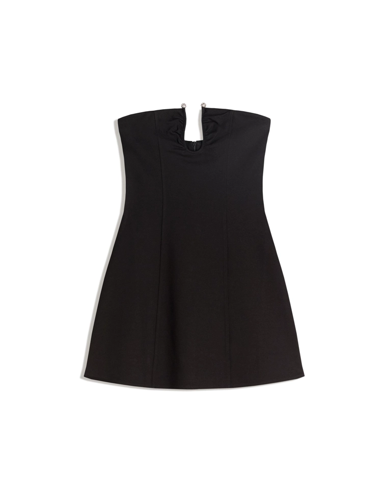 Мини-платье из блестящей ткани с вырезом