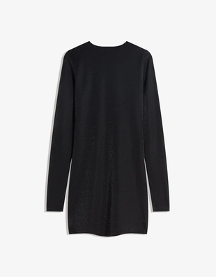 Мини-платье с длинными рукавами, сборками и блестящим эффектом- Заказать в России