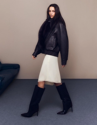 Юбка миди асимметричного кроя с пайетками- Заказать в России