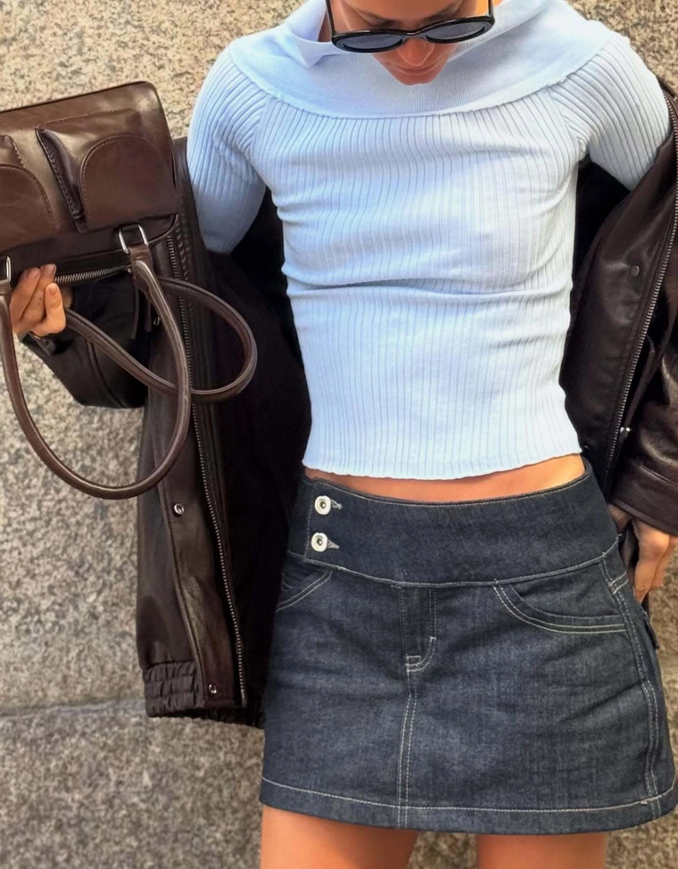 Джинсовая юбка-шорты