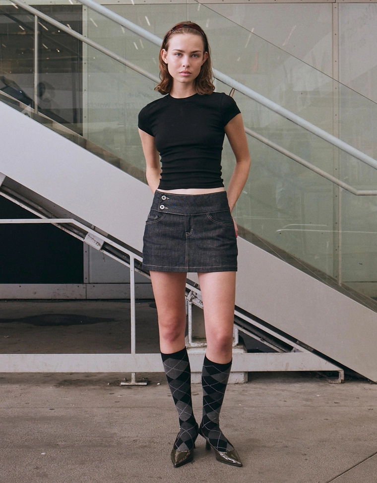 Джинсовая юбка-шорты