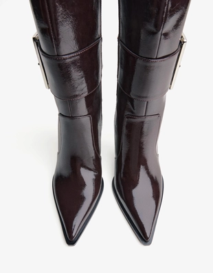 Сапоги на каблуке с пряжкой- Заказать в России