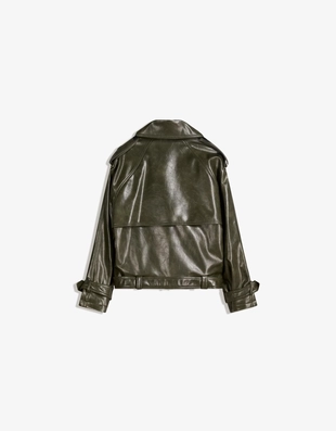 Короткая куртка-тренч из искусственной кожи- Заказать в России