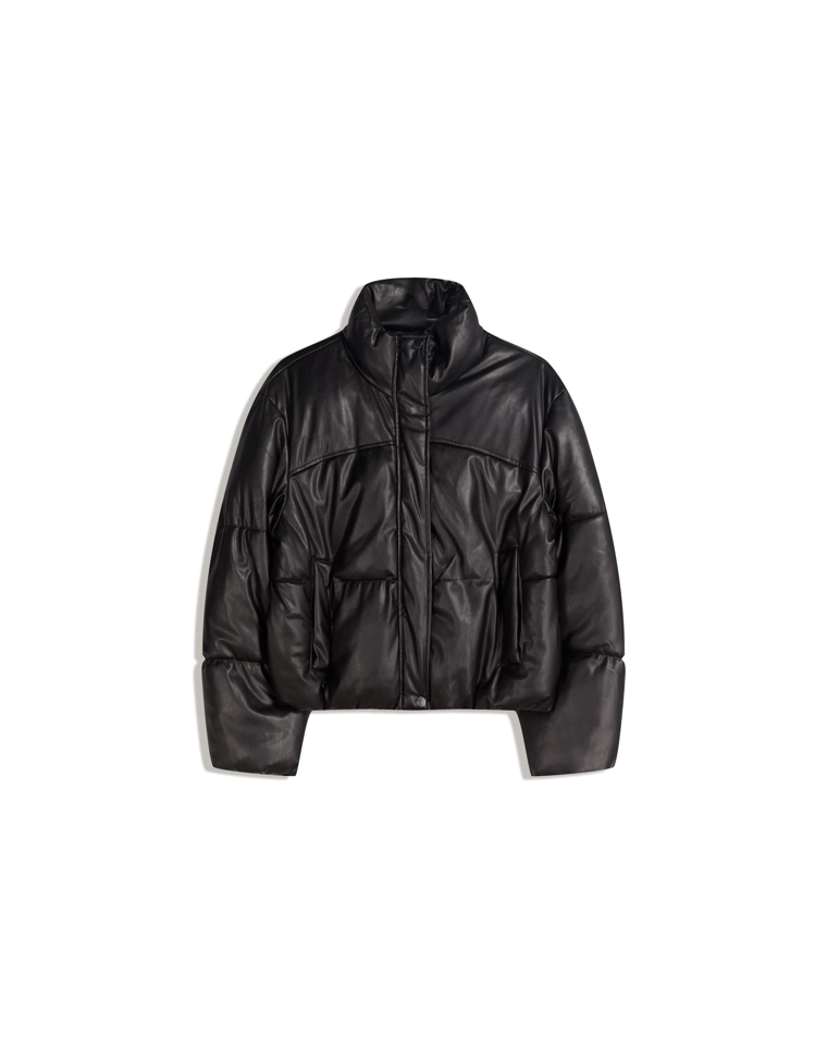 Пуховик из искусственной кожи