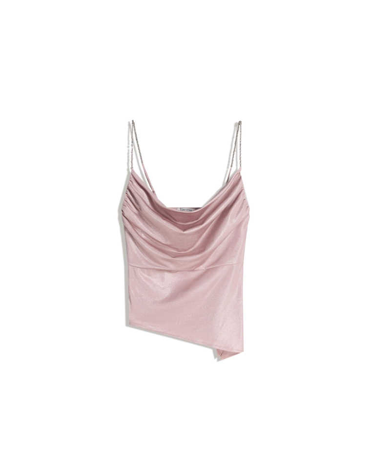 Топ со сборками на бретелях-цепочках