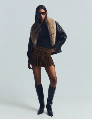 Мини-юбка с рельефным узором из ткани с металлизированной нитью- Заказать в России