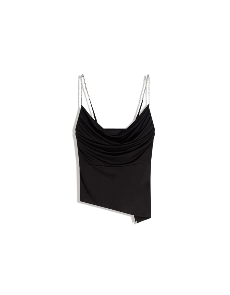 Топ со сборками на бретелях-цепочках