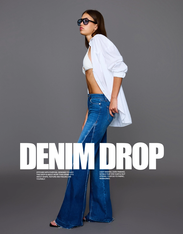 Джинсы клеш с контрастом