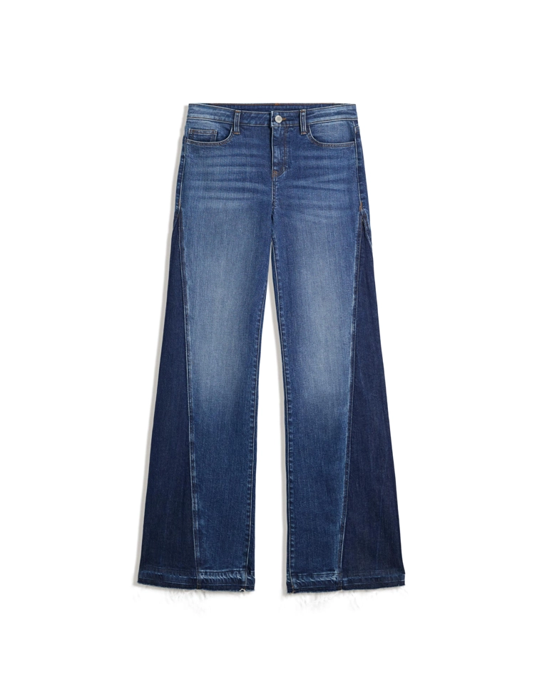 Джинсы клеш с контрастом