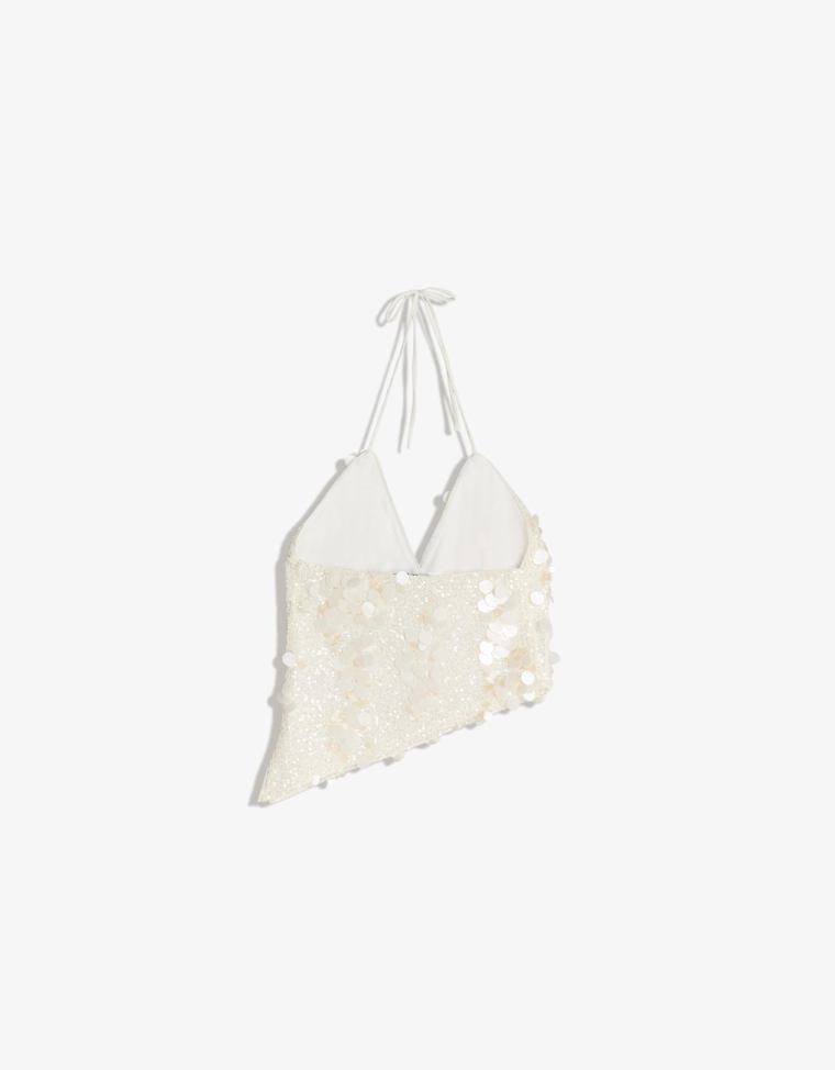 Асимметричный топ на бретелях с пайетками