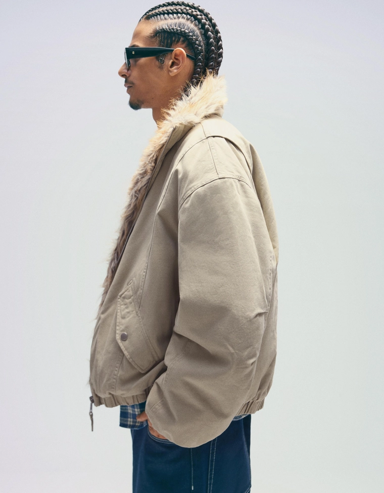 Куртка с лацканами из искусственного меха