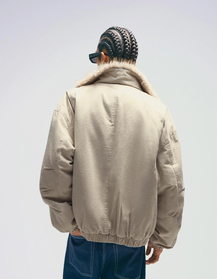 Куртка с лацканами из искусственного меха