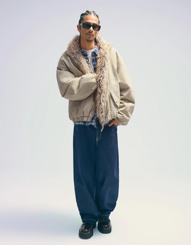 Куртка с лацканами из искусственного меха