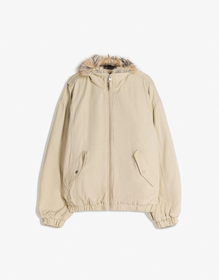 Куртка с лацканами из искусственного меха