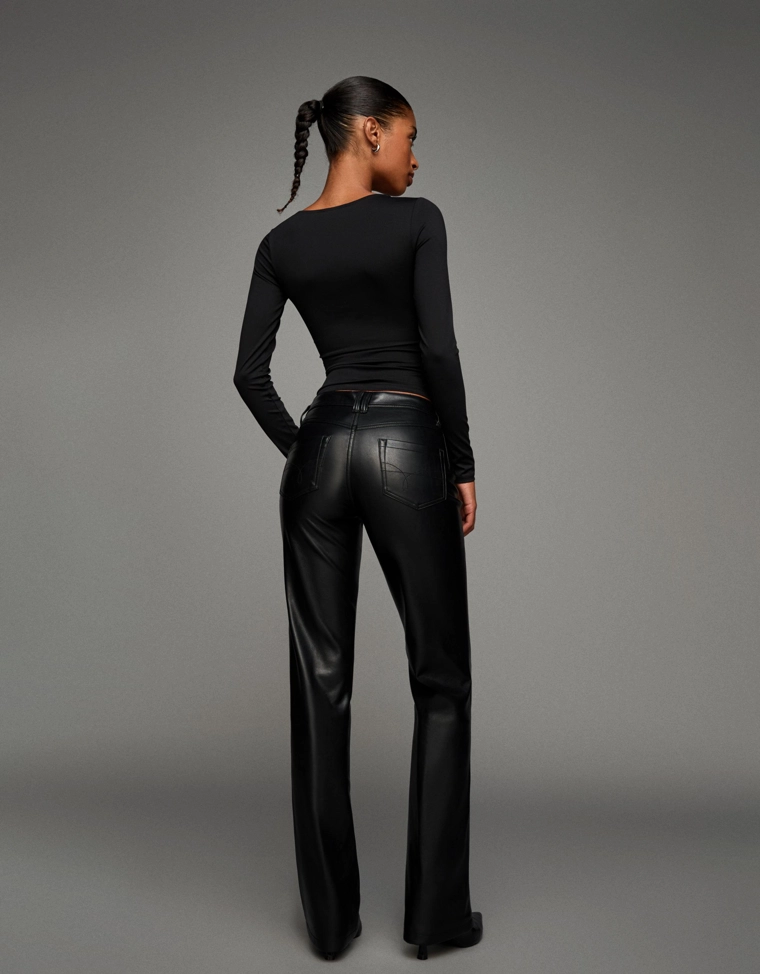 Брюки кроя bootcut из искусственной кожи