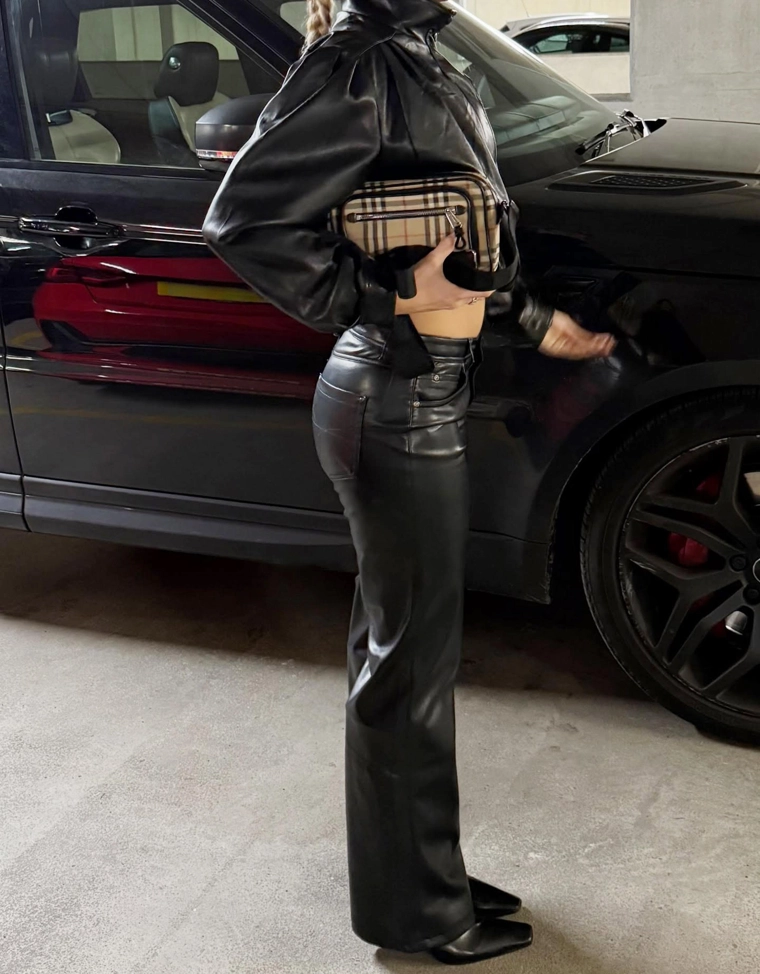 Брюки кроя bootcut из искусственной кожи