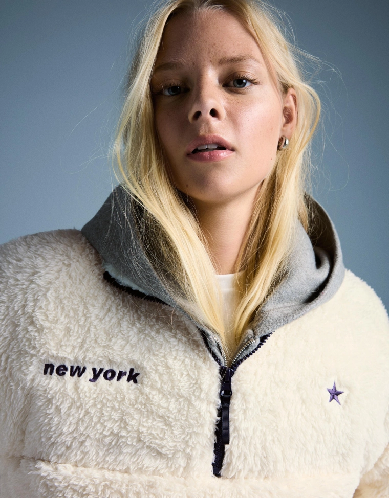 Свитер на молнии с эффектом овчины и регулируемым низом