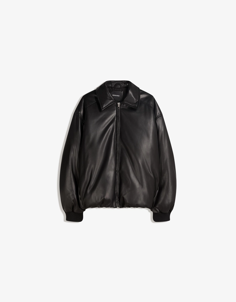 Пуховик из искусственной кожи