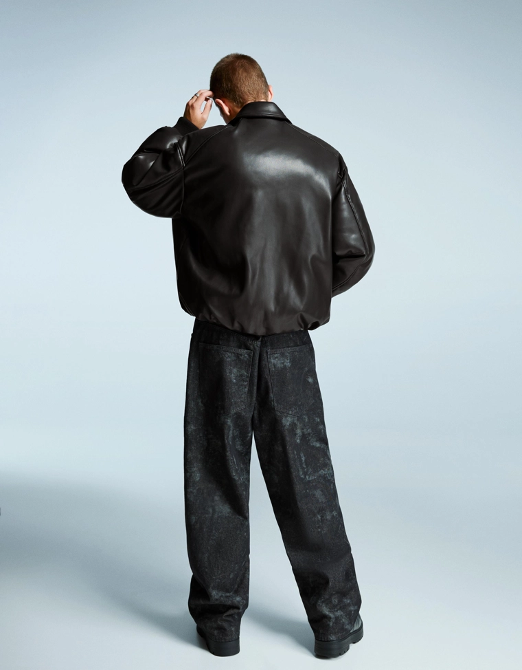 Пуховик из искусственной кожи