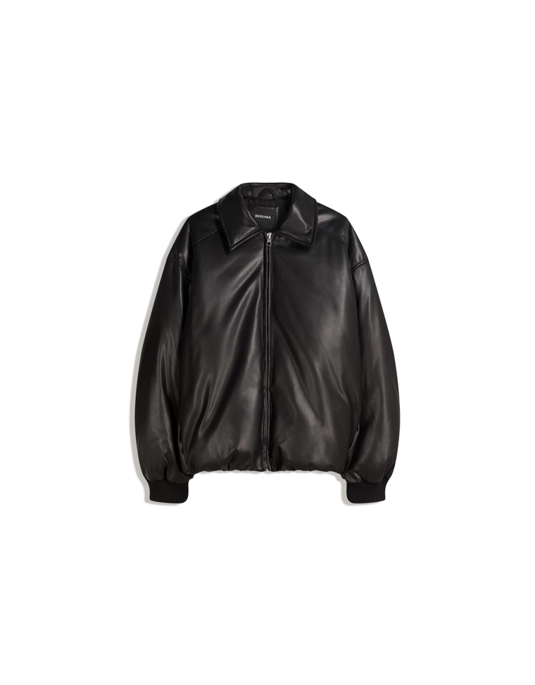 Пуховик из искусственной кожи