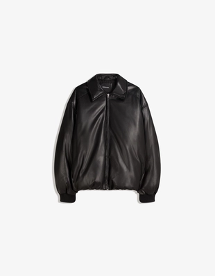 Пуховик из искусственной кожи- Заказать в России