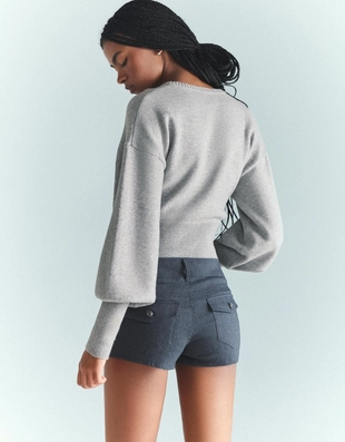 Приталенный кардиган в рубчик- Заказать в России