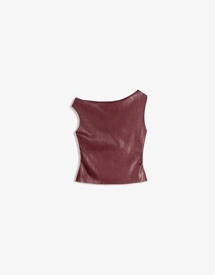 Асимметричный топ из искусственной кожи- Заказать в России