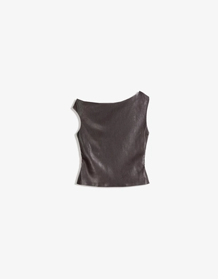 Асимметричный топ из искусственной кожи- Заказать в России