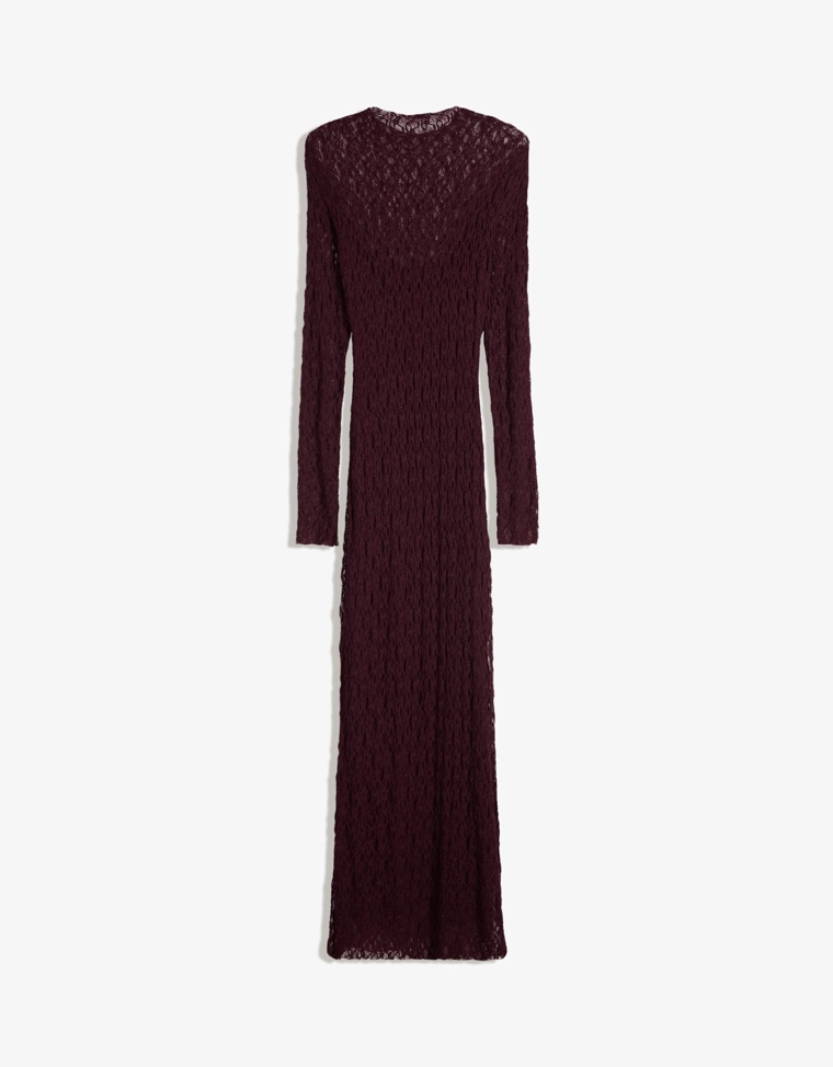 Кружевное платье миди с длинными рукавами